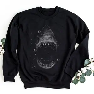 Shark Sweatshirt, Vintage Shark Graphic Tee, Retro Ocean Streetwear, Shark Grunge T-Shirt, Nostalgic Sea Life Design, Ocean Animal Lovers Gift