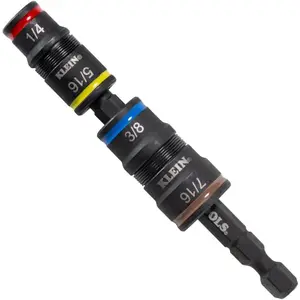 Tools 32932 5-in-1 SAE Impact Socket Set, 2 Flip Sockets with 1/4, 5/16, 3/8, 7/16 Nut Driver Sizes and 1/4-Inch Bit Holder, Impact Rated 3-1/2-Inch Shaft