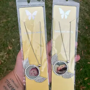 Custom Necklace - Sublimation Jewelry with Wings Design and Personalized Photo Feature