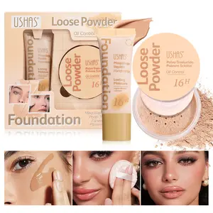 USHAS Flawless Base Duo Set – Foundation + Loose Powder Lightweight Makeup