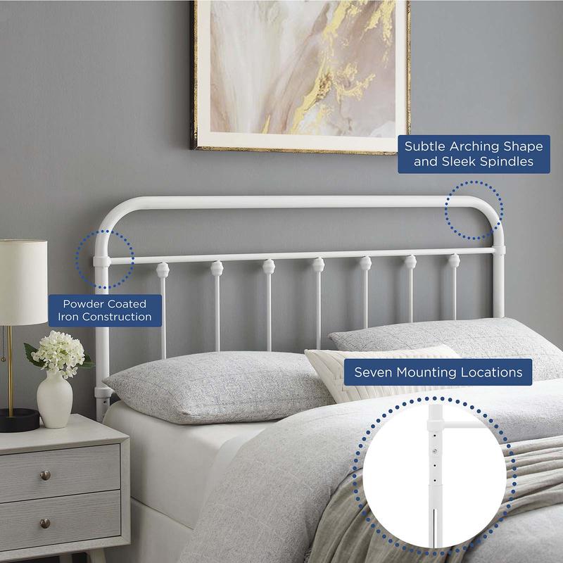 Modway Sage Queen Metal Headboard in White