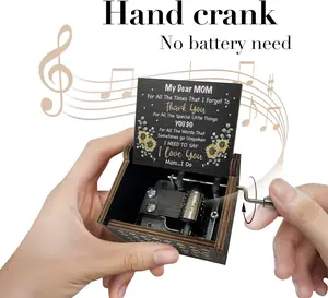 Vintage Wooden Musical Box - Party Decoration, No Electricity Required, Featuring "You Are My Sunshine" Music , Hand Crank Music Box Ideal for Birthday/Anniversary/Mothers Day