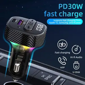 Fm Transmitter Bluetooth-compatible 5.3 Car Hands-Free Kit, Audio TF Card Mp3 Player Adapter, USB 30w Quick Charge Type-C Fast Charger, High Speed Charger