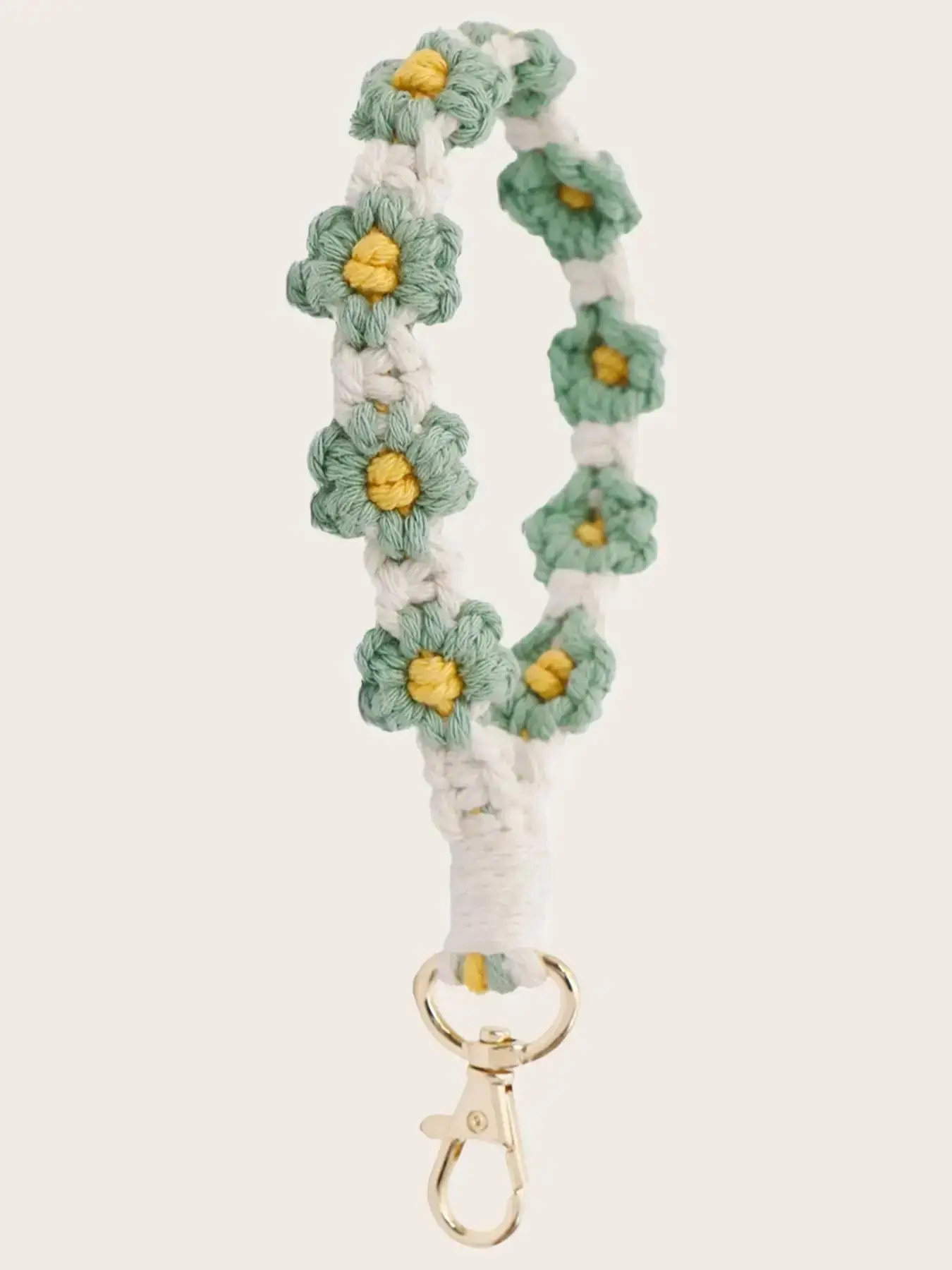 Flower Crochet Design Wristlet Keychain Hook As Gift for Girlfriend, Fashion Colorful Zinc Alloy Car Keychain, Cute Accessories Back To School, Car Ac