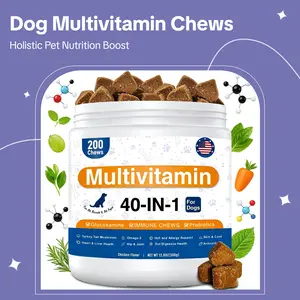 40-in-1 Dog Multivitamin Soft Chews dog treat with Probiotics & Glucosamine - Chicken Flavor, 200 Count - Itch & Allergy Relief, Gut Digestion, Hip Joint, Skin Coat & Immune Support for All Breeds (Puppies to Seniors)
