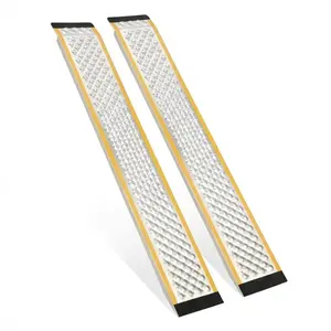 2 Pcs Aluminum Loading Ramps - Premium Heavy Duty 4FT Shed Ramps with Anti-Slip Punch Plate Surface, 880LBS Capacity for Lawn Mower Car Trailer Truck ATV Motorcycle Tractor Garage, Silver