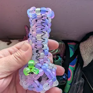 UV Reactive Kandi Vase with Colorful Beads and Unique Design for Festivals and Events