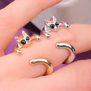 Adjustable Gold Ring Cute Puppy Animal Rings