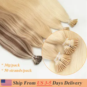 Human Hair I Tip Extensions Microlink Capsules Hair Breathable Hair Extensions invisible k tip Pre Bonded 30g/Pack 12-20inch For Fine/Thin Raw Hair