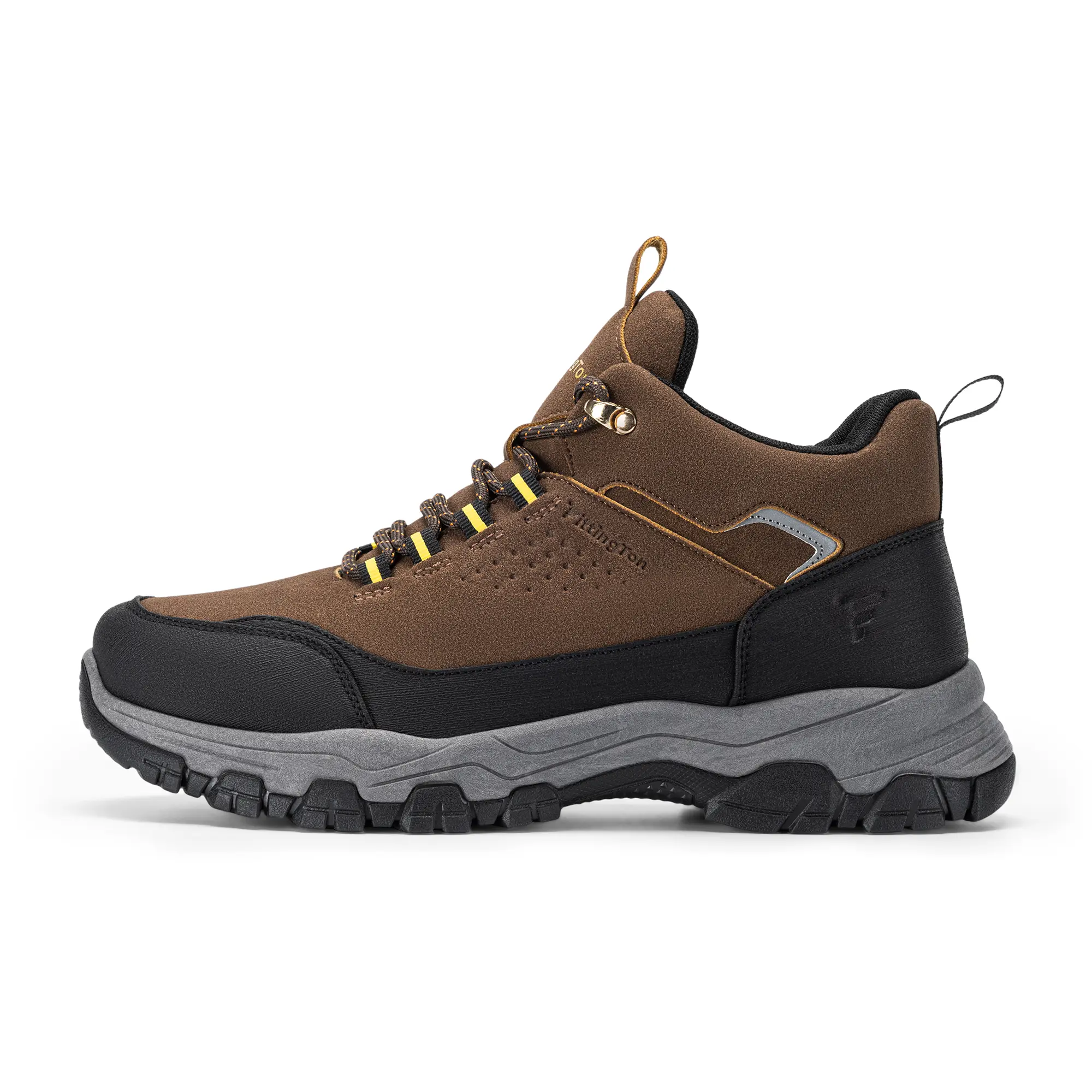 【Father's Day】FITTINGTON Men's Walking Hiking Shoes Outdoor Trekking Athletic Shoes Arch Support Reflective Safety Feature Dark Brown Gray Design Dual Density PVC Outsole - Footwear, Boy