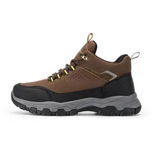 FITTINGTON Men's Walking Hiking Shoes Outdoor Trekking Athletic Shoes Arch Support Reflective Safety Feature Dark Brown Gray Design Dual Density PVC Outsole - Footwear, Boy