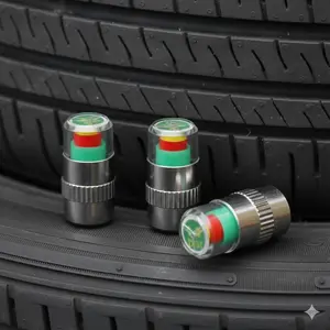 Tire Pressure Monitor Valve Caps 4-Pack Tire Pressure Monitoring with Real-Time Auto Alert System High Precision Sensor Universal TPMS Gauge for Enhanced Driving Safety