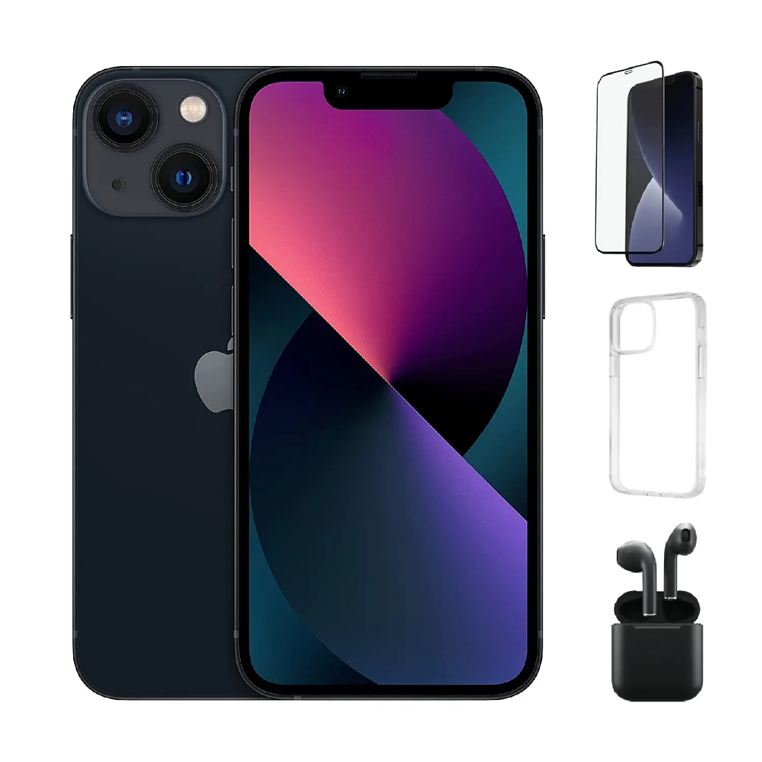 Refurbished iPhone 13 Mini (Fully Unlocked) A2481 - Acceptable Condition with Case, Wireless Earbuds,Tempered Glass Screen Protector & 1 Year Warranty