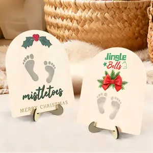 DIY Newborn Footprint Wooden Memorial Plaque, Charming Baby First Christmas Decoration Art, Perfect Gift for New Parents, Baby Growth Milestone