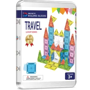 26/55pcs Magnetic Building Blocks Toy Set, Portable Iron Box Travel Kit, Creative Construction Toys for Kids, Boys Girls Birthday Christmas Gift