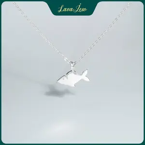 LavaJewelry Tiny Fish Necklace, Fish Sterling Silver Pendant, Necklace for Woman, Girls, Jewelry Gift