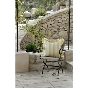 Augusta Yellow Striped Ruffle Pillow