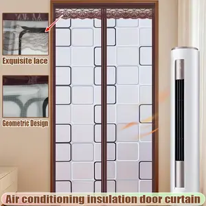Magnetic self closing air conditioning door curtain - Four season thermal insulation air conditioning partition, mosquito proof, energy-saving door cover suitable for split systems, easy to install