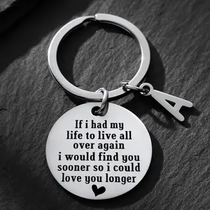 Stainless Steel Engraved Message Keychain Charm - Heavy-Duty Metal Letter Bead "Live My Life Over", Heartfelt Gift for Boyfriend on Valentine's, Anniversary