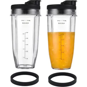 Replacement 24oz Cups for Nutri  Blenders, Blender Replacement  with Upgraded Lid for BL450 BL454 BL480 BL482 BL640 BL642 BL682 BN801 SS101 SS351 SS401,  Blender Auto  , 2 Packs