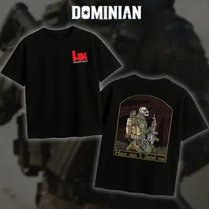 DOMINIAN Heckler & Koch Send Me T-Shirt/Hoodie, Unisex Short Sleeve, 100% Cotton Casual Menswear, Gun Shirt Tactical Gear, Graphic Good Shirt, Made In USA.