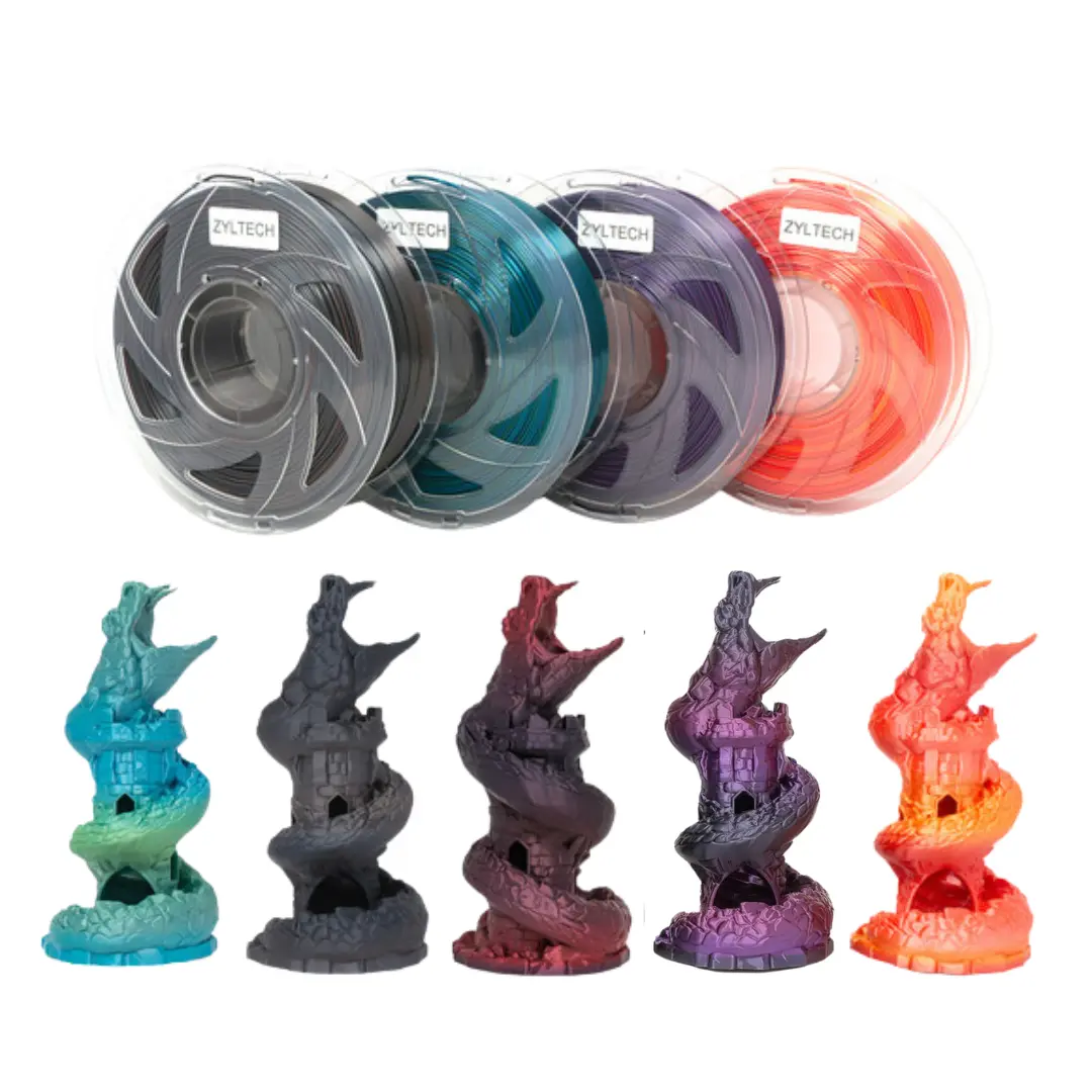ZYLtech Dual Gradient Silk Series Slow Color Changing 3D Printer Filament 1.75mm 1 kg 2.2 lbs