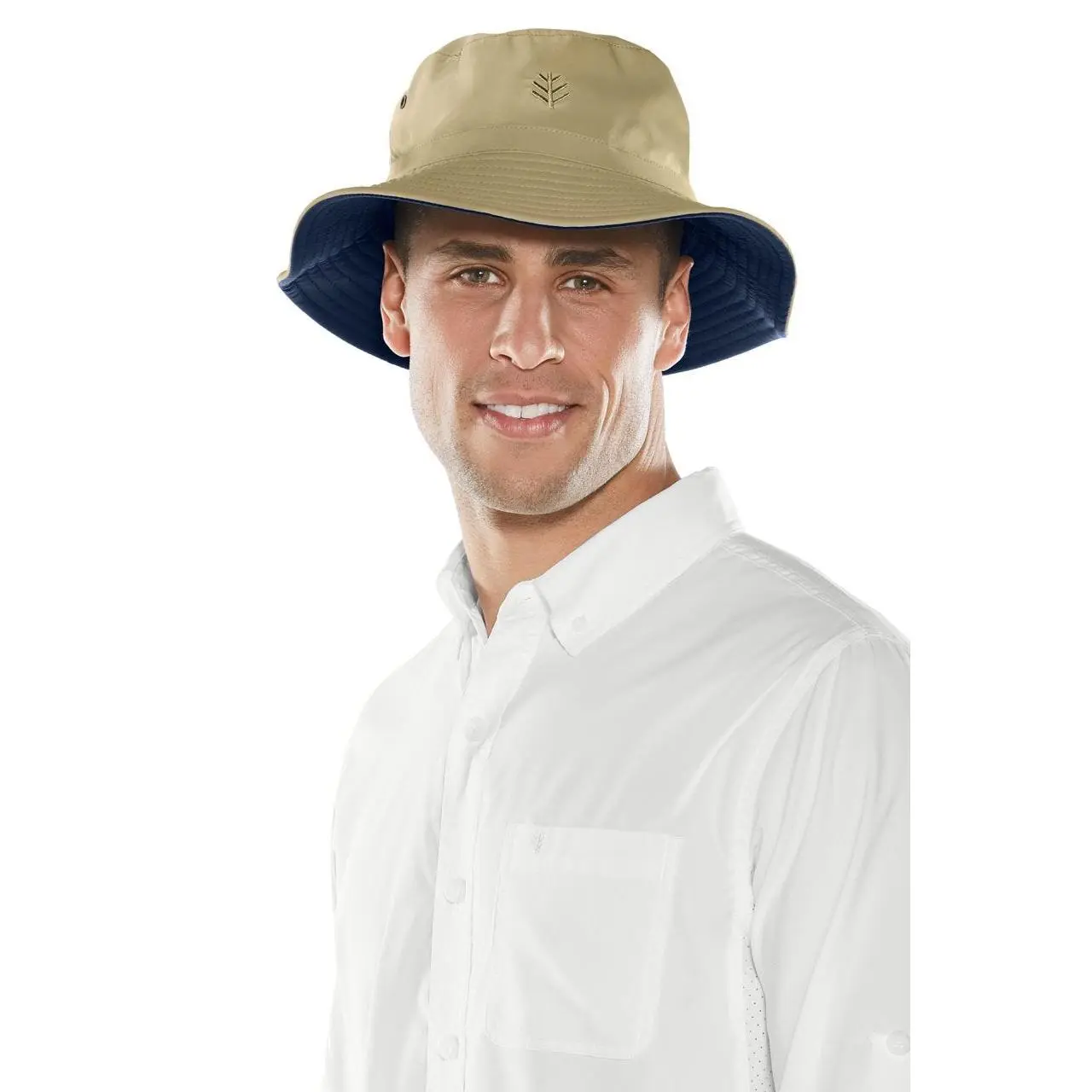 Landon | Unisex Reversible Bucket Hat | Tan/Navy