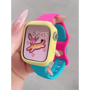 CuteElement Multicolor Silicone Watch Band & Case Set for Apple Watch Series Ultra SE 38/40/41/42/44/45/46/49mm Flexible Comfortable Accessories Stylish Playful Design