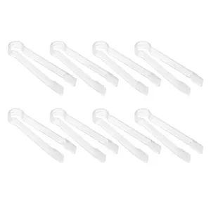 8 Pcs Plastic Buffet Serving Tongs Mini Serving Utensil Tongs Appetizers Tongs Clear Kitchen Tongs 6.3 inch Small Ice