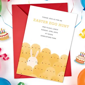 1pc "Easter Egg Hunt Picnic Invitation" Easter Card Envelope Set Blank Inner Page Paper Suitable for Easter Egg Hunt Picnic Party Family Day Activity Invitation Festival Blessing Universal Scene Activity Invitation Visual Theme Card