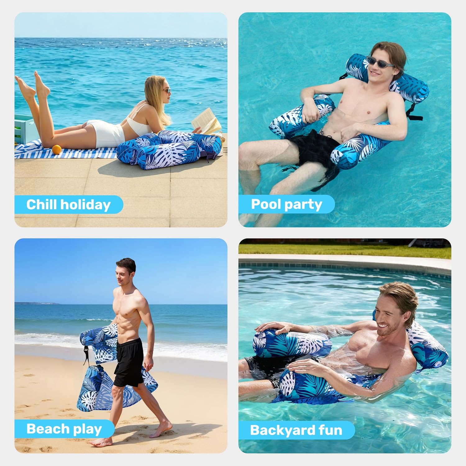 Inflatable pool chairs,inflatable lounge chairs,water hammocks,adult inflatable pool floats,perfect for beach parties and summer water entertainment.