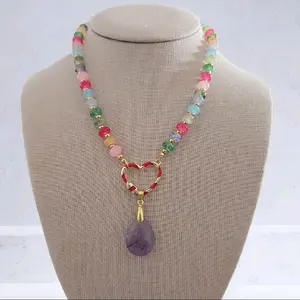 Necklace multicolores dije piedra natural