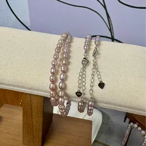 PEARLISM Handmade Freshwater pearl bracelet.Pink bracelet jewelry.Handmade jewelry gift for women.Classic Elegant bracelet.Pink jewelry.(4-5mm)-JFDB001