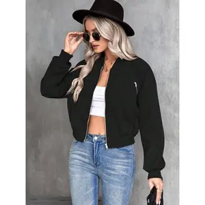 Women’s Casual Woven Jacket, Fitted Outerwear for Fall & Winter, Moderate Fabric Thickness, Stylish Ladies Coat for Daily Wear