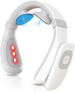 DRWIIK Neck TENS Machine with Heat, Electric Neck Massager for Pain Relief, 15 Levels Deep Tissue Massage, Portable and Soothing, FSA-HSA Eligible