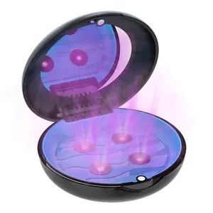 LED UV Sanitizer Dental Aligner Case, Portable Retainer Storage Box with Mirror, Adult Invisalign Organizer, Teeth Correction Holder