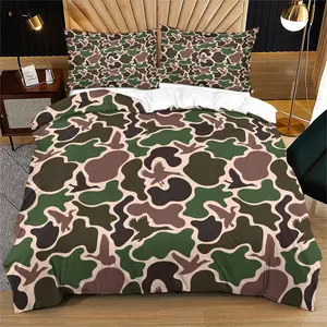 Camouflage Print Bedding Set, 2/3 Counts/set Including Breathable Quilt Cover & 1 or 2 Pillowcase without Filler, Soft Comfortable Bedding Set for Home Bedroom, Quilt Cover Set