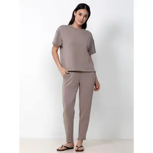 Single Stitch Scuba Soft Crewneck Top And Jogger Set