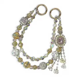 Coquette Pearl & Crystal Car Keychain Sparkly Y2K Aesthetic Key Fob Charm with Tassel Luxury Rhinestone Car Key Accessory Premium Heavyweight Beaded Charm for Clean Girl Aesthetic outdoorfun