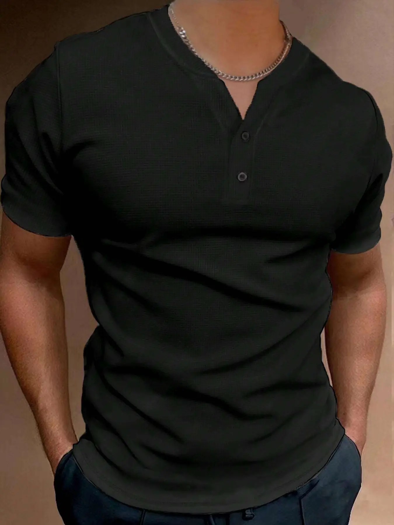 Men's Spring Summer Outfits V-Neck Button Half-Zip Short Sleeve T-Shirt for Daliy Wear, Activewear Tee Gym Wear Breathable Mesh for Gym Sports Daily Wear, Essential Men's Clothing