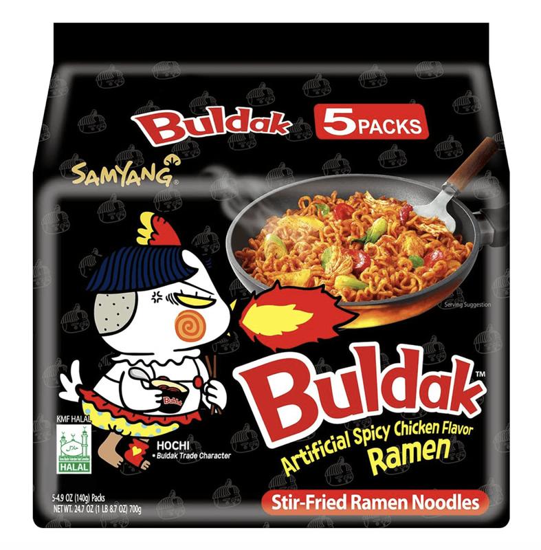 [5 pack bundle] Korean Buldak Stir-Fried Ramen - Hot Chicken Flavor, 4.94oz * 5 packs