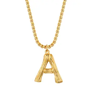 OIDEA Gold Tone Initial Letter Pendant Necklace, Personalized A-Z Alphabet Charm Stainless Steel Necklace with 22" Chain, Custom Name Jewelry Gift