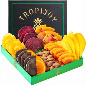 TropiJoy Tropical Snack Box  – 7 Gourmet Treats incl. Chocolate Orange – 12.5oz Gift-Ready!