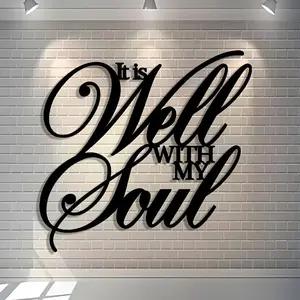 It's Well with My Soul Lettering Wall Art, Removable Wall Decor, Wall Decor for Home Living Room Bedroom Office, Stickers