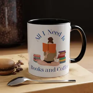 Stack of Books and Coffee Accent Mug | Book Lover Coffee Mug