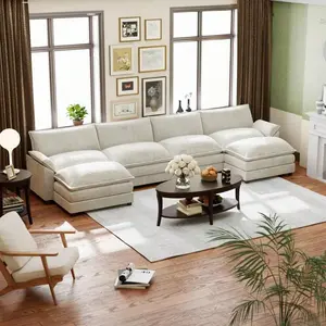 U-Shape Seat Sectional  With Chaise Lounge Convertible  Set For Living Room sofa Faux Fur Bean Bag coffee Blanket Ladder Shelf Hooks Marble Dining Table