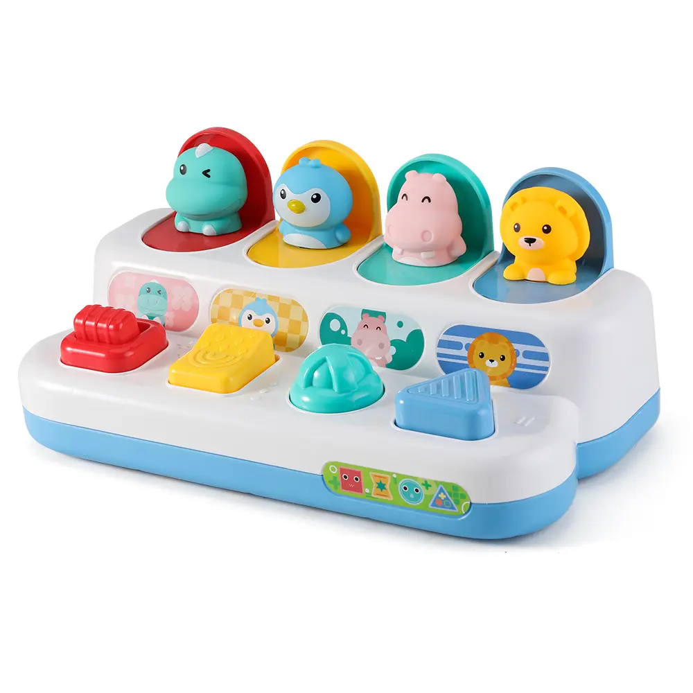 Portable Montessori Style Shape Sorter Baby Pop-Up Toy, Animal Peekaboo Surprise with Wood Accents, Sounds & Fine Motor Skill Training for 9m+ Toddlers (Sensory Toddler Learning Activities)