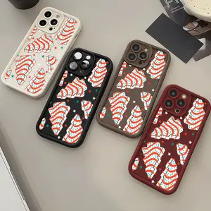 Colorful Christmas Tree Pattern Printed Case for iPhone 17 16 Pro Max 15 Pro 14 13 12 Mini 11 XR XS Plus E Soft TPU Shockproof Protection Rugged Durable Back Silicone Cover Best Festival Gift