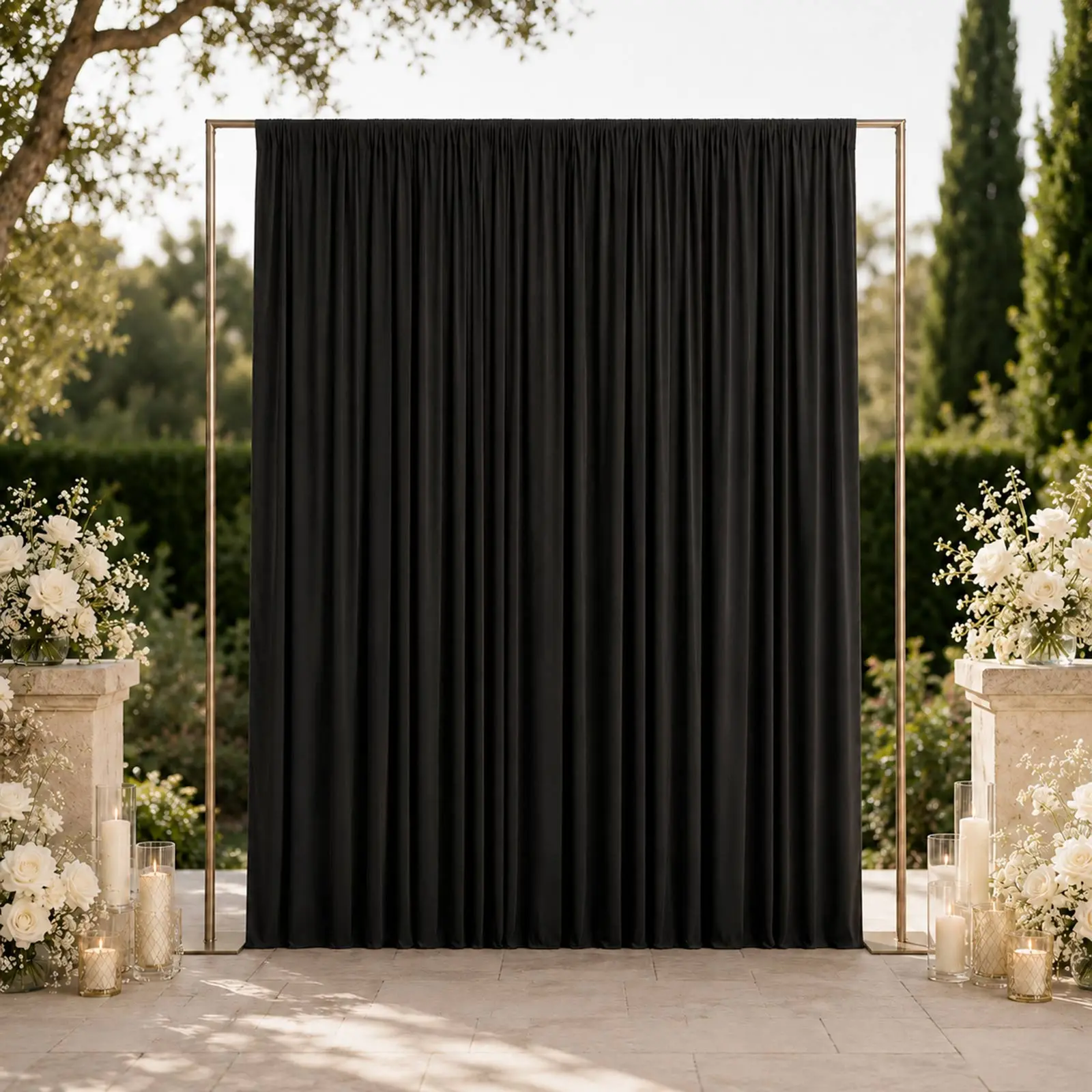 10ft x 12ft Spandex Backdrop Curtain Black, 4-Way Stretch Wrinkle-Free Photo Booth Backdrop with Rod Pockets for Wedding & Events