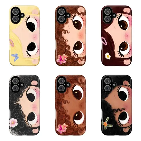 Big Eyes Cartoon Girl Phone Case|Dreamy Kawaii Aesthetic Cover For iPhone 17 Pro Max 16 15 14 13 12 11 for Samsung S21 S22 S23 S24 S25 S26 Phone Case|Tough Phone Case|gift for him for her|Best Gift